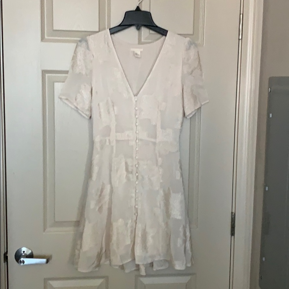 H&M Ivory Jacquard Button Front Dress